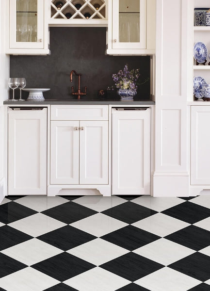Lawrence Black Peel and Stick Floor Tiles | Jeffrey Stevens