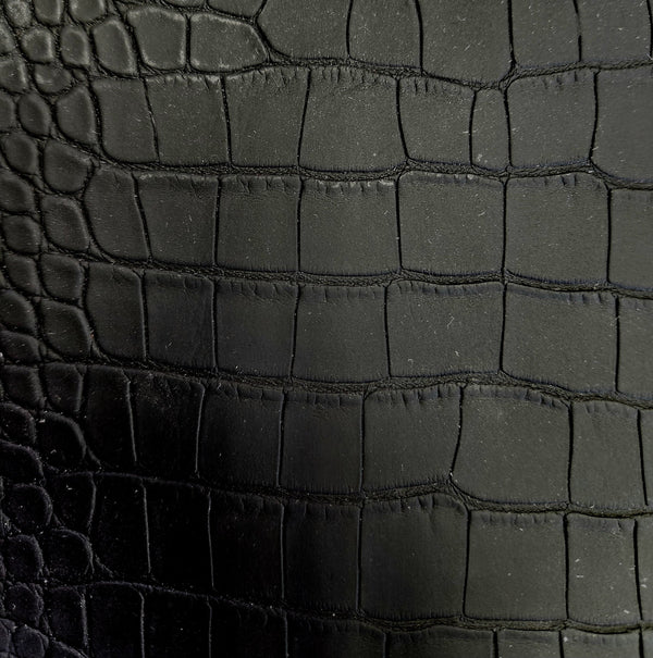 Le Embossed Croc Suse | Vegan Leather |  Black