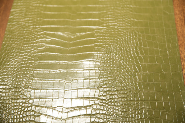 Le Embossed Croc Nuveau | Vegan Leather | Avocado Green
