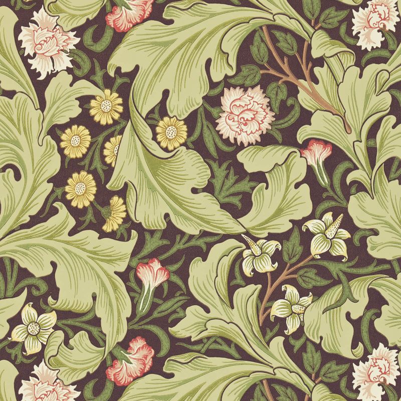 Leicester Wallpaper Olive Chocolate | William Morris