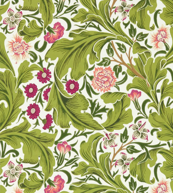 Leicester Plum Sourgreen Wallcovering | William Morris