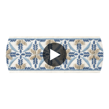 Leila Tape Tapes &amp; Trims (ae12343) – Stone and Blue | Thibaut Circular Swatch | Thibaut