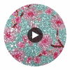 GLM-4186 Cherry Blossom Glitter Pink On Turquoise designer-wallcoverings-los-angeles 2