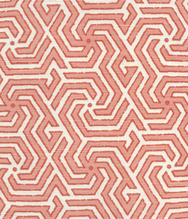 Maze Reverse Two Colors Light Orange New Shrimp on Tint Screen Printed Fabric | China Seas