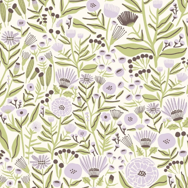 Lilac Marigold Forest Flower Peel and Stick Wallcovering | Jeffrey Stevens