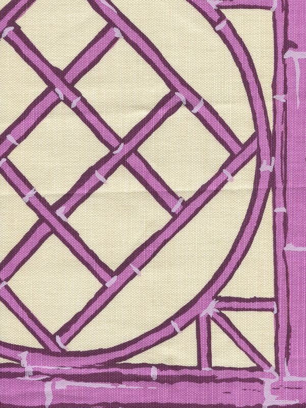 Lyford Trellis Lilac Purple Cream Screen Printed Fabric | China Seas