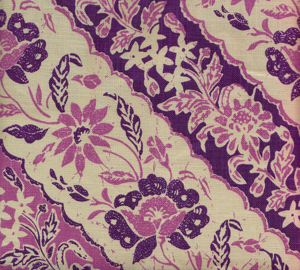 Lim Diagonal Lilac Purple on Tan Screen Printed Fabric | China Seas