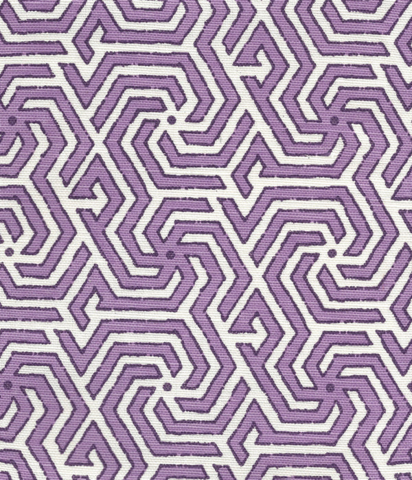 Maze Reverse Two Colors Lilac Purple on Tint Screen Printed Fabric | China Seas