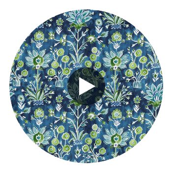 Lilia Print Navy | Thibaut Fabrics Circular Swatch | Thibaut
