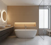 Lillian's Horizontal Grass Cloth | Phillipe Romano - bathroom room setting