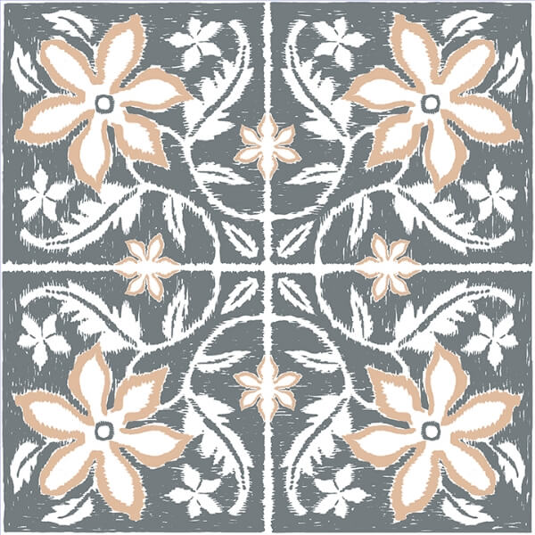 Lillium Blue Peel and Stick Floor Tiles | Jeffrey Stevens Wallcovering