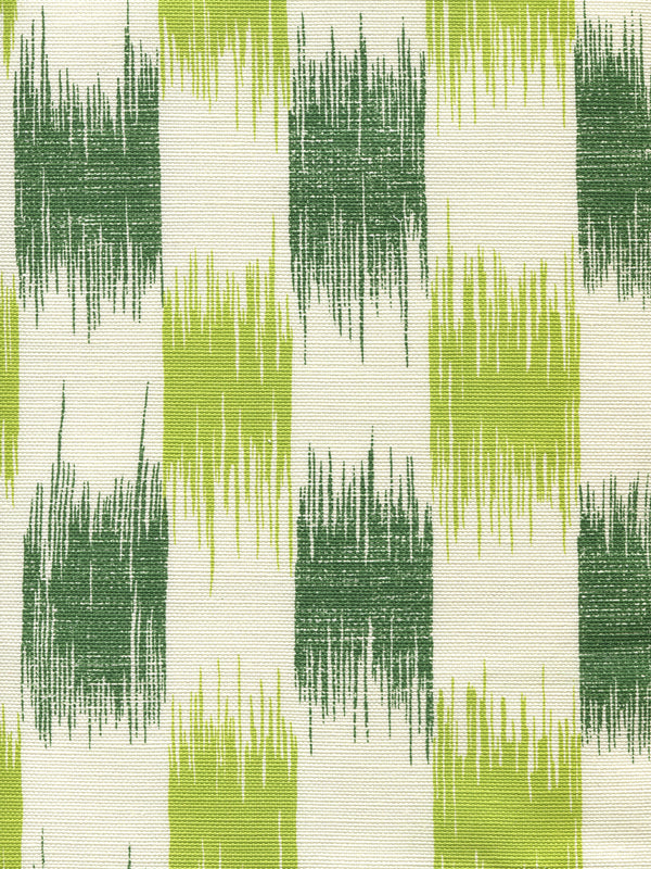 II Blue Ikat Lime Forest on Tint Screen Printed Fabric | China Seas