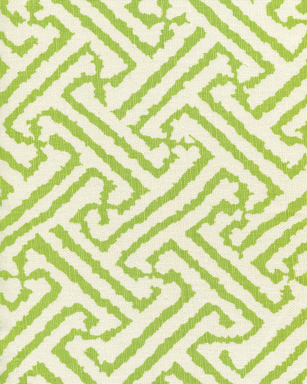Java Grande Lime on Tint Screen Printed - White Fabric | China Seas