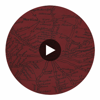 London Calling - Map Wallcovering - Red | Designer Wallcoverings Circular Swatch | DW