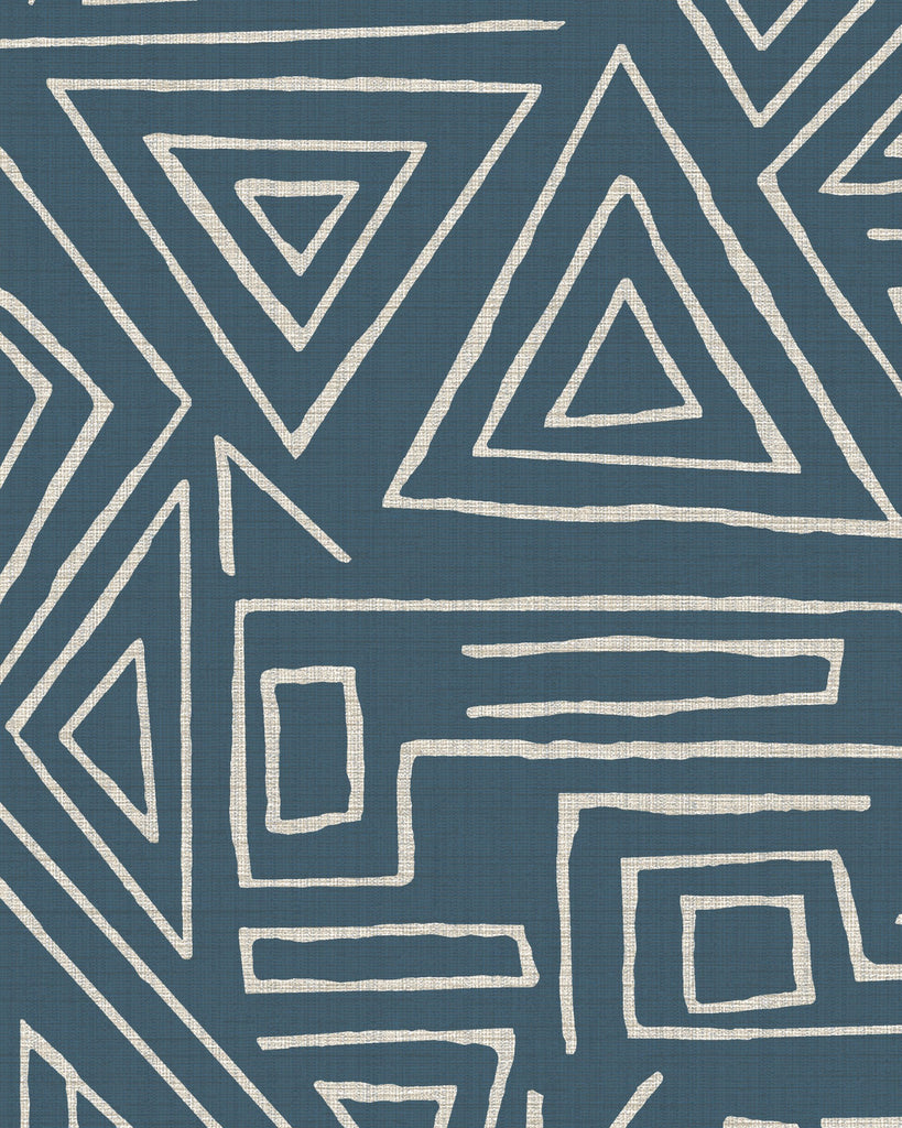 London Tahitian Tapa Denim Wallcovering | Phillipe Romano