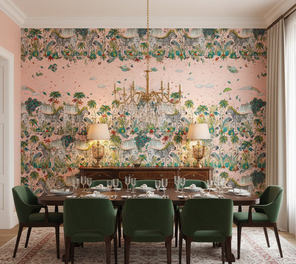 Lost Adventure Quartz Wp | Clarke and Clarke - dining room room setting