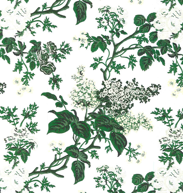 Louisa Floral, Multi with Dark Green Wallcoverings | Quadrille
