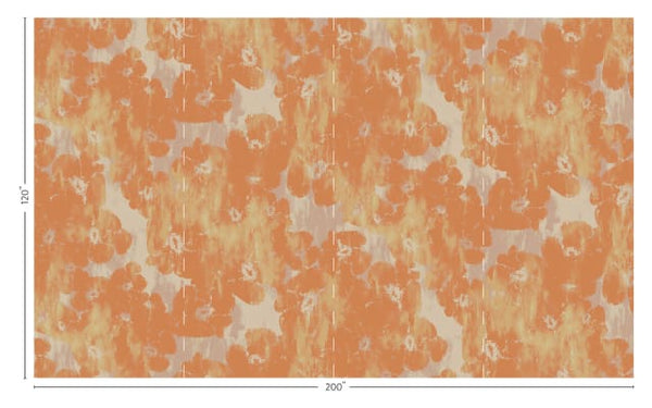 Water Color Poppies Mural - Orange Delight