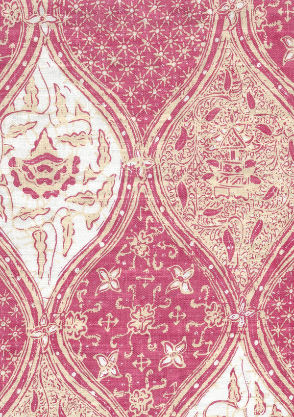 Balinese Batik Magenta Cream on White Screen Printed | China Seas