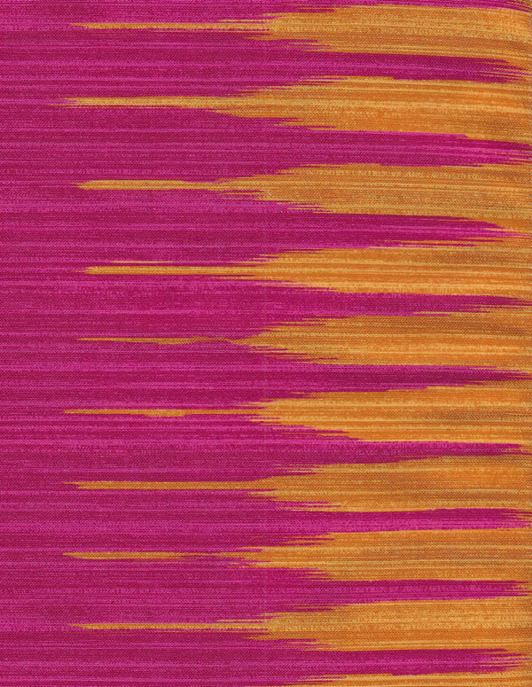 Ikat Stripe Two Color, Magenta / Ochre Wallcoverings | Quadrille