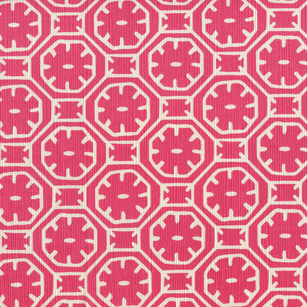 Ceylon Batik Reverse Magenta Screen Printed - Off-White Fabric | China Seas