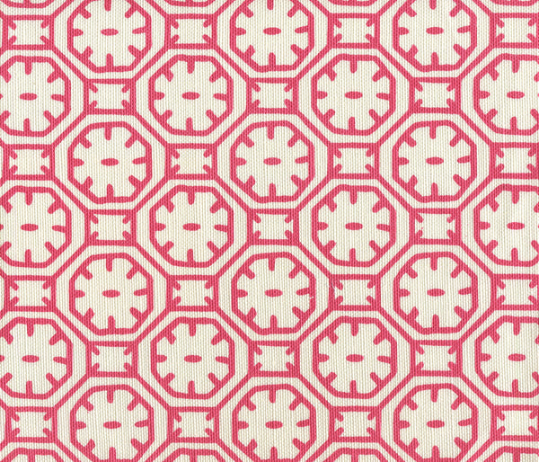 Ceylon Batik Magenta on Tint Screen Printed - Off-White Fabric | China Seas