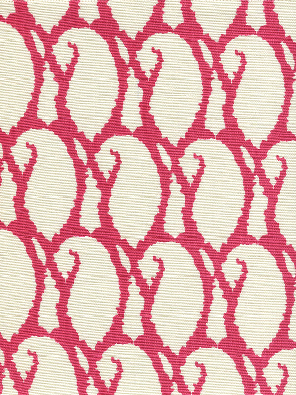 Carna Magenta on Tint Screen Printed - White Fabric | China Seas