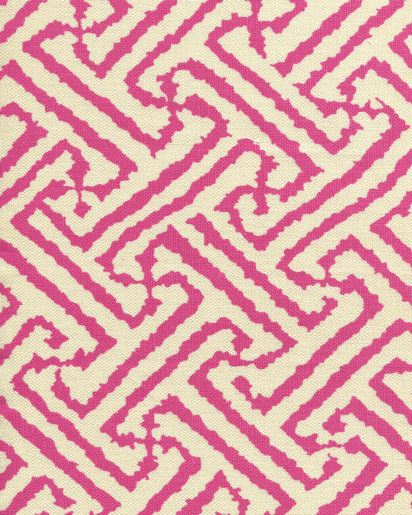 Java Grande Magenta on Tint Screen Printed - White Fabric | China Seas