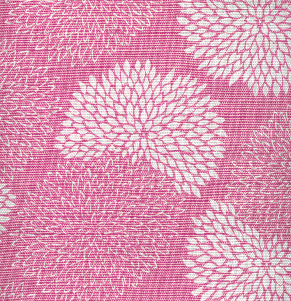 New Chrysanthemum Reverse Magenta on White Screen Printed Fabric | China Seas