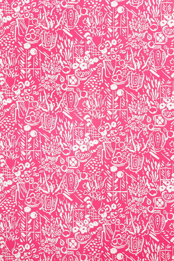 Bonaire II Custom Magenta on White Screen Printed Fabric | China Seas