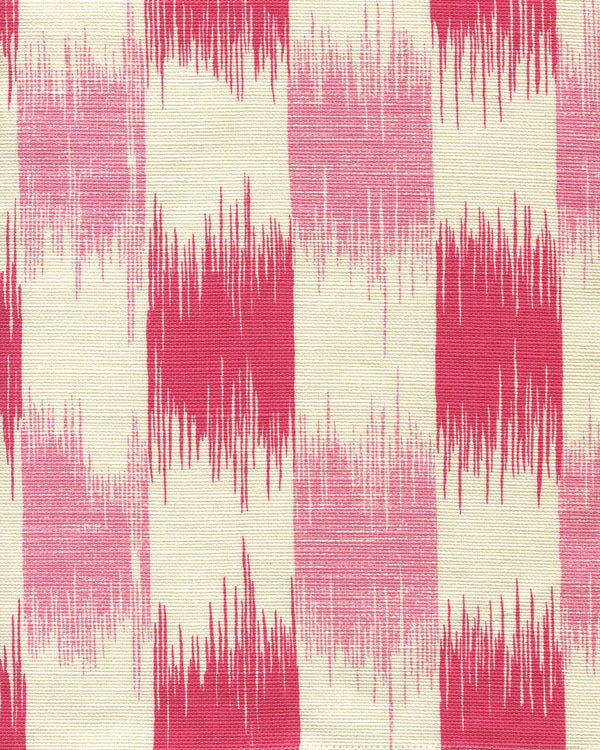II Blue Ikat Magenta Pink on Tint Screen Printed Fabric | China Seas