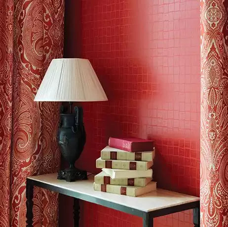 Mahayana 01 - Cardinal Red Wallcovering | Nina Campbell