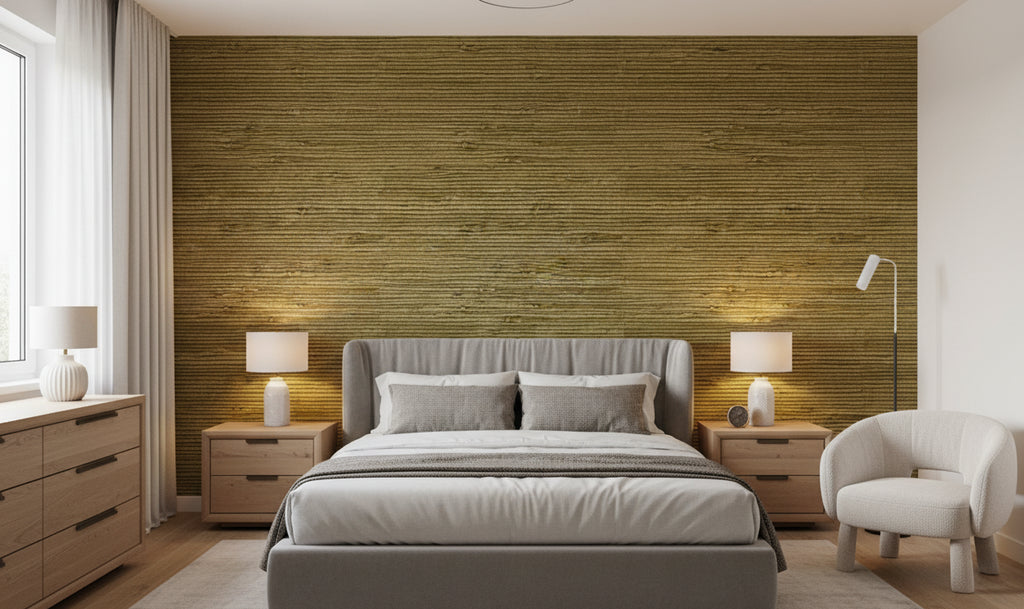 Mahikea Classic Grasscloth | Phillipe Romano - bedroom room setting