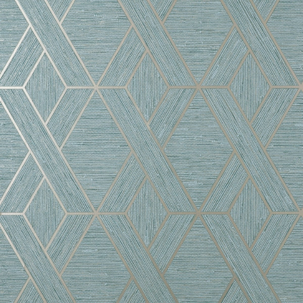 Malcolm Teal Geo Wallcovering | Jeffrey Stevens