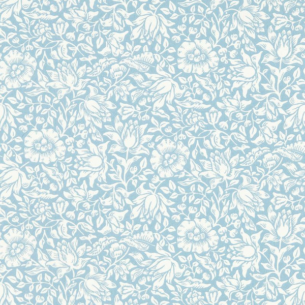 Mallow Blue Powder Wallcovering | William Morris