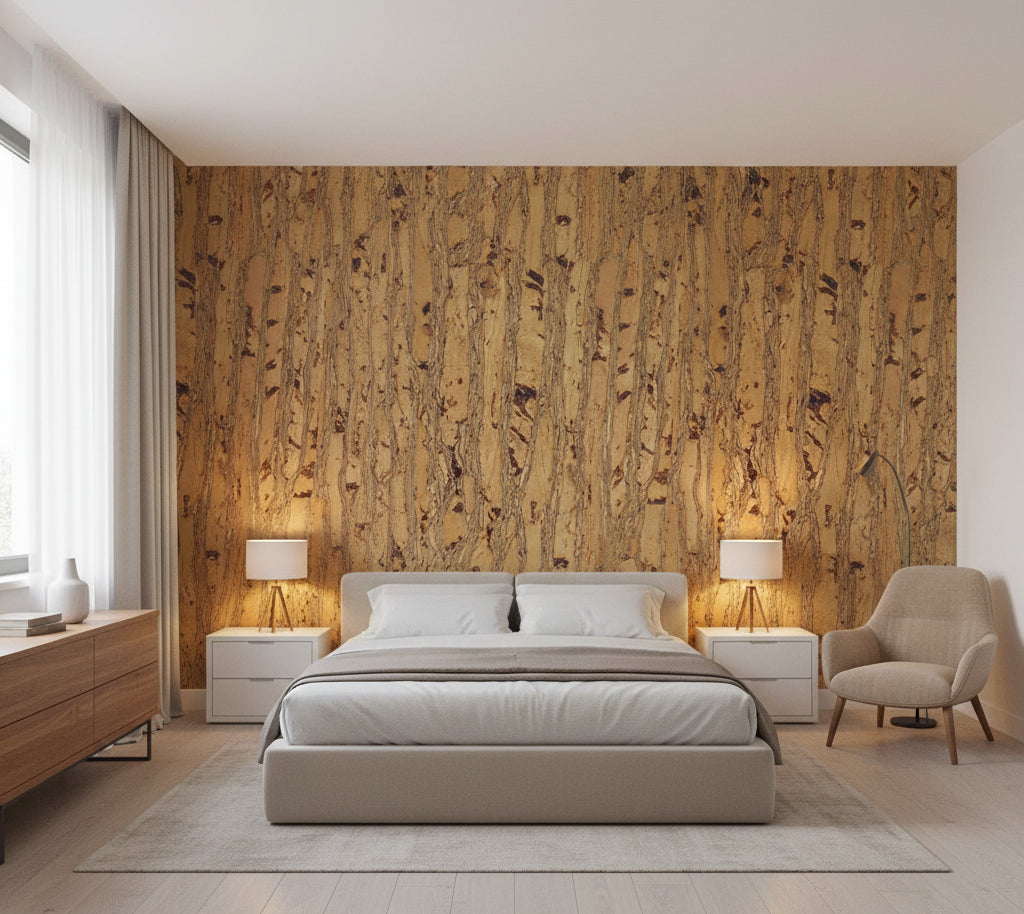 Manhattan Cork Vinyl | Phillipe Romano - bedroom room setting
