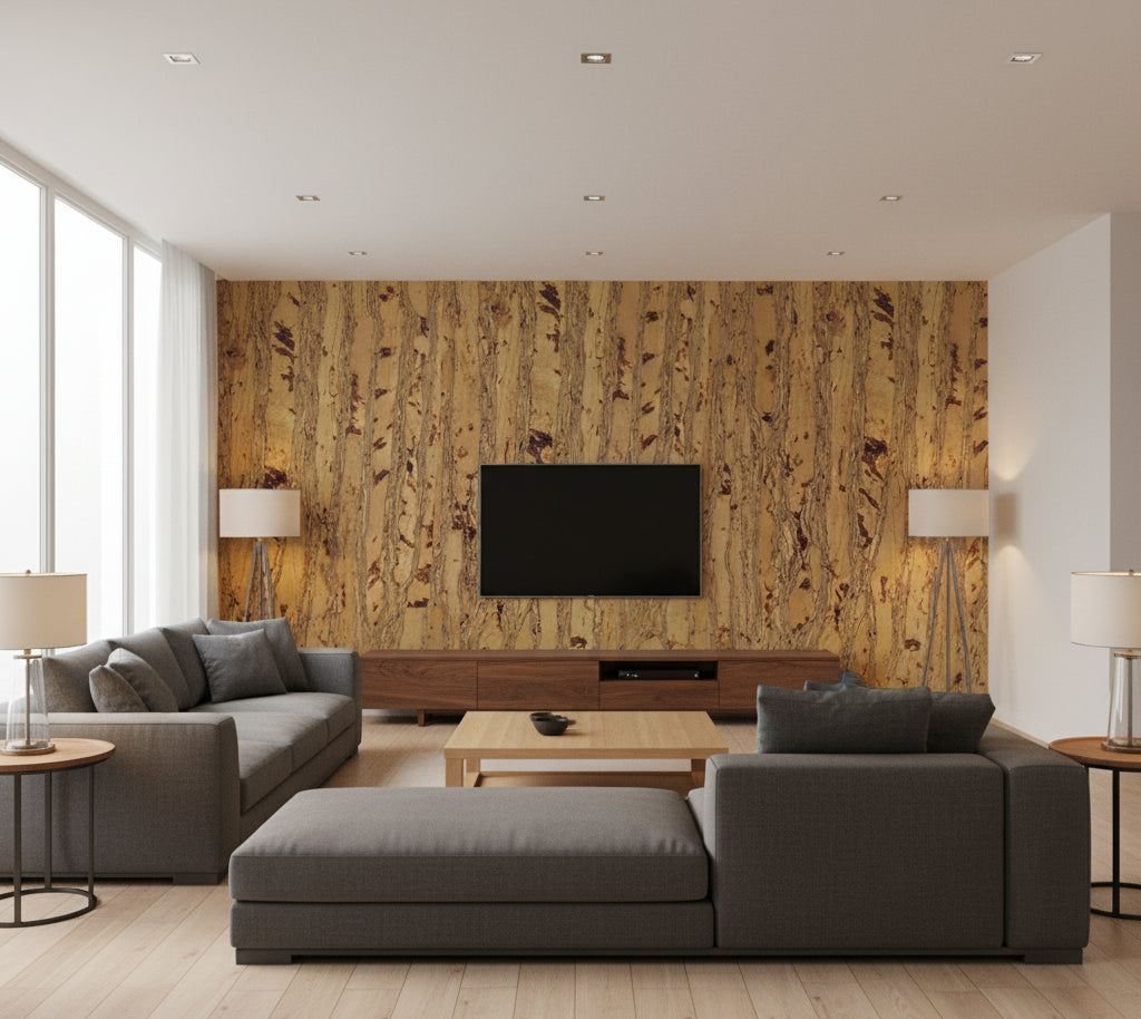 Manhattan Cork Vinyl | Phillipe Romano - living room room setting