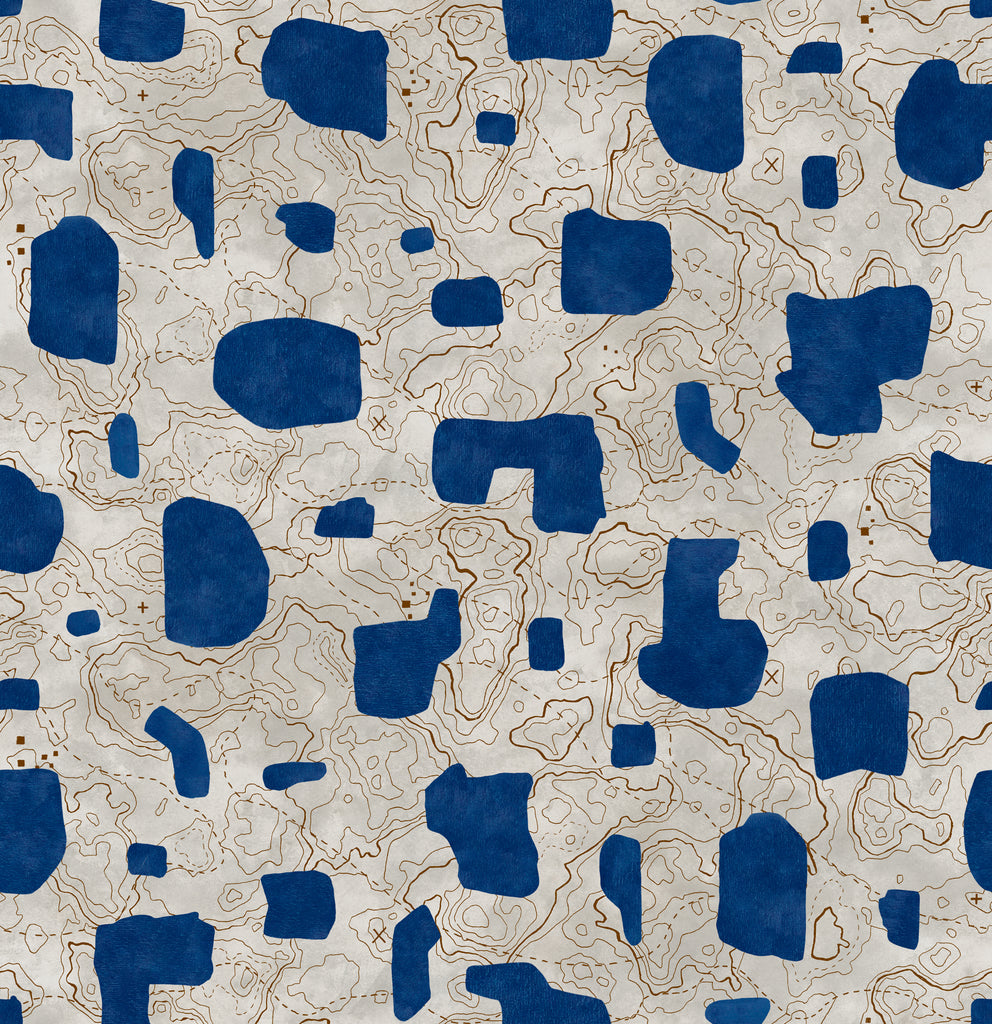 Map Xylography Blue