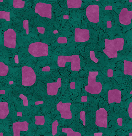 Map Xylography Fuchsia Wallcovering | Tres Tintas