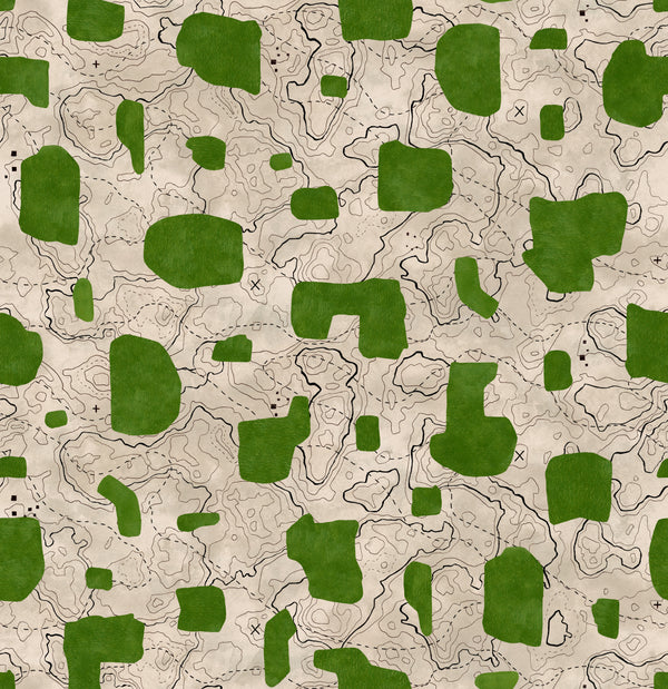 Map Xylography Green Wallcovering | Tres Tintas