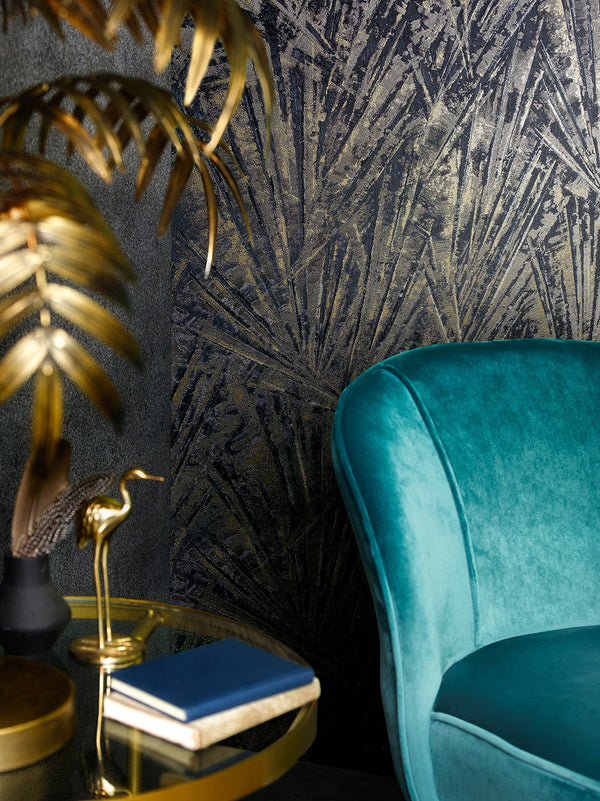 Papis Loveday - Gold, Black Wallcovering | Marburg