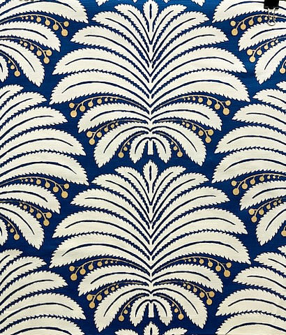 Palm Garden, Marine Blue / Hazelnut on Tint Wallcoverings | Quadrille
