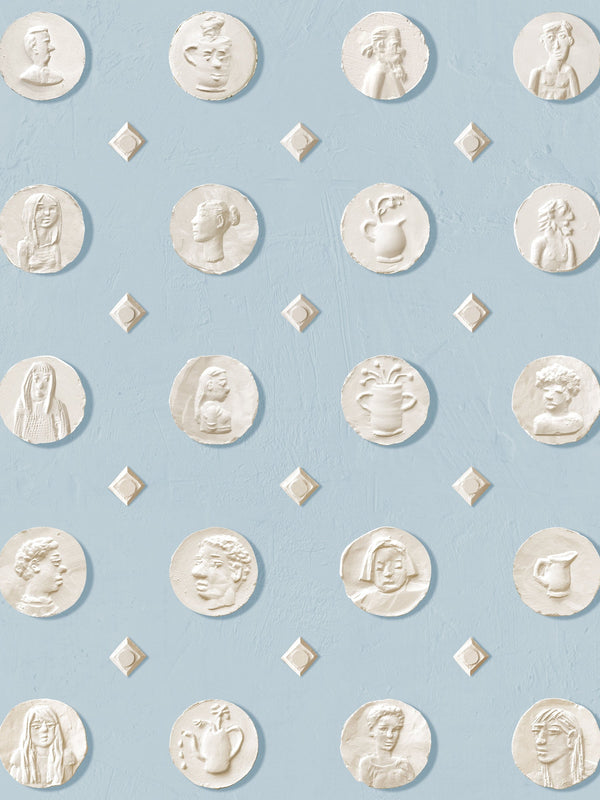 Medals Kiln Blue Wallcovering | FallingStar Studio