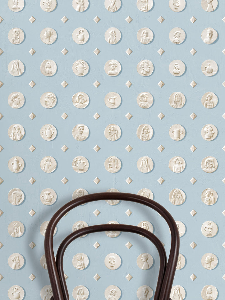 Medals Kiln Blue Wallcovering | FallingStar Studio