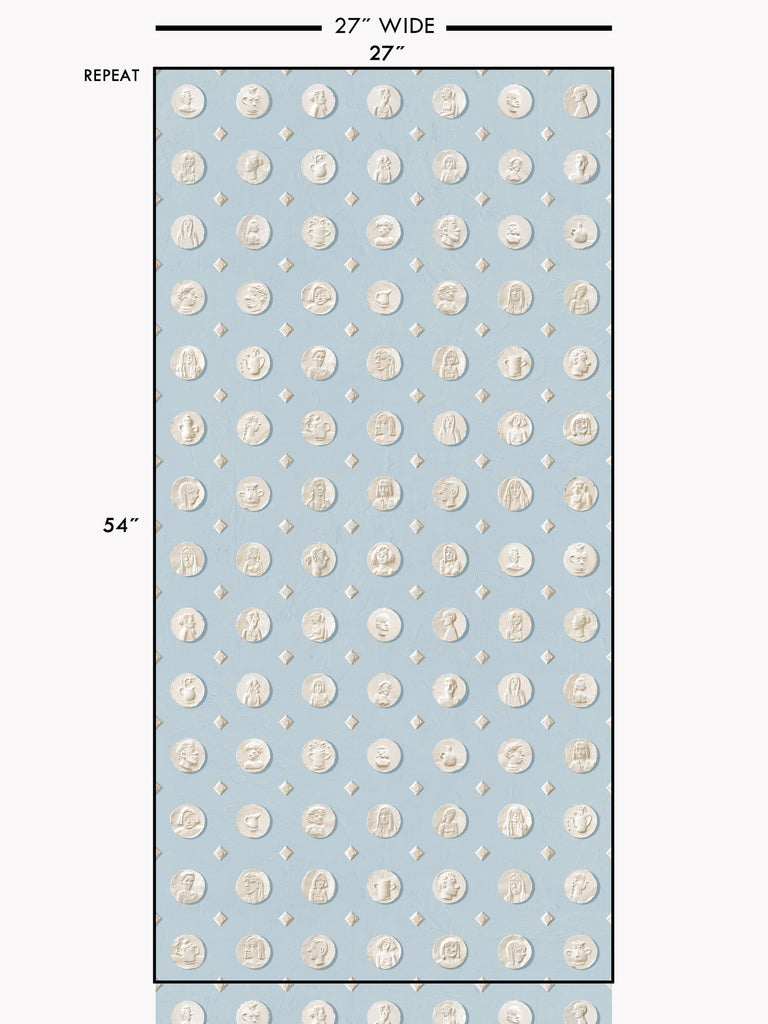 Medals Kiln Blue Wallcovering | FallingStar Studio