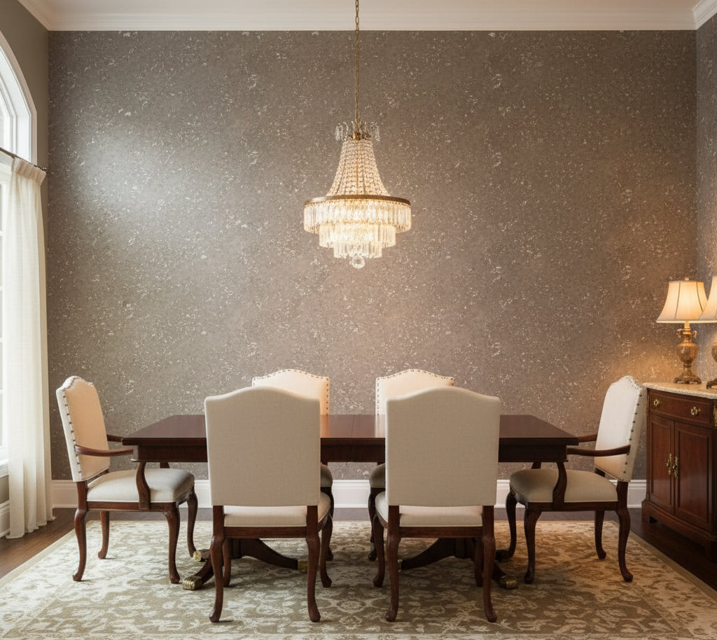 Medici Real Cork Damask | Phillipe Romano - dining room room setting