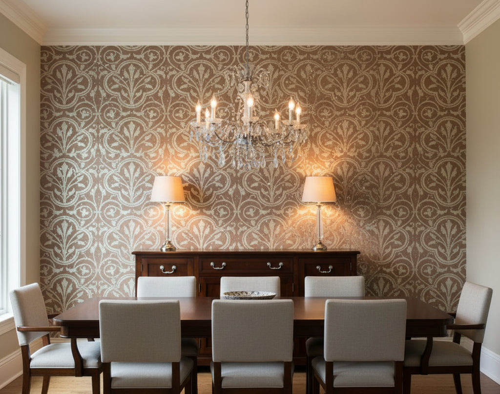 Medici Real Cork Damask | Phillipe Romano - dining room room setting