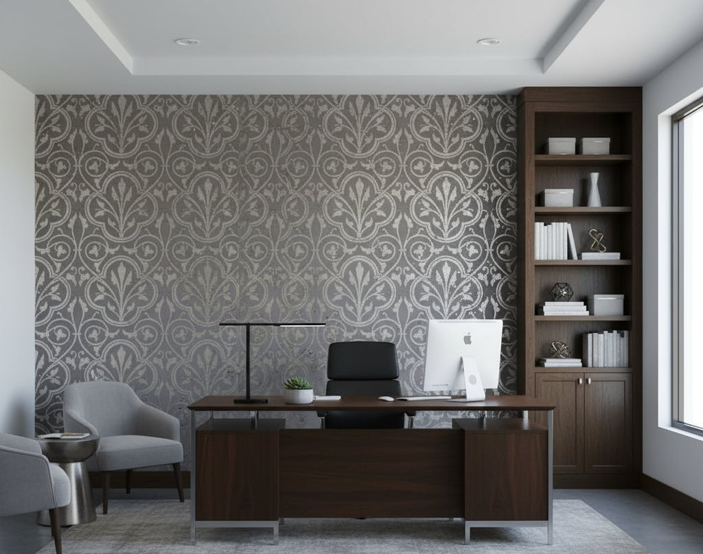 Medici Real Cork Damask | Phillipe Romano - office room setting
