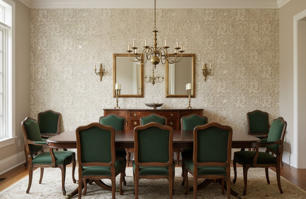 Medici Real Cork Damask | Phillipe Romano - dining room room setting