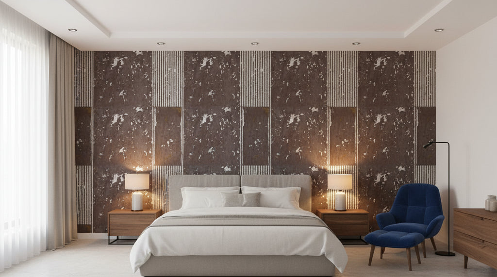 Medici Real Cork Stripe | Phillipe Romano - bedroom room setting